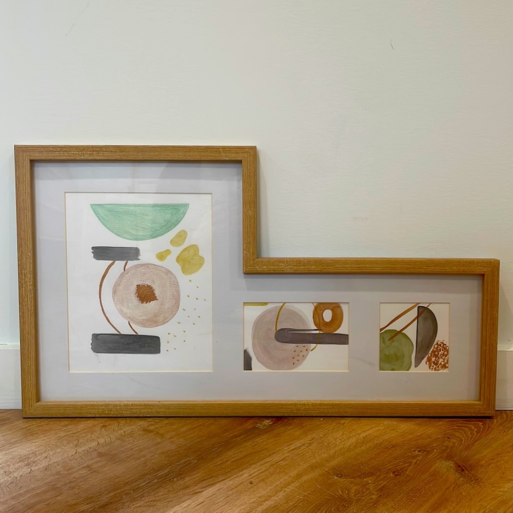 Hand painted framed watercolor art